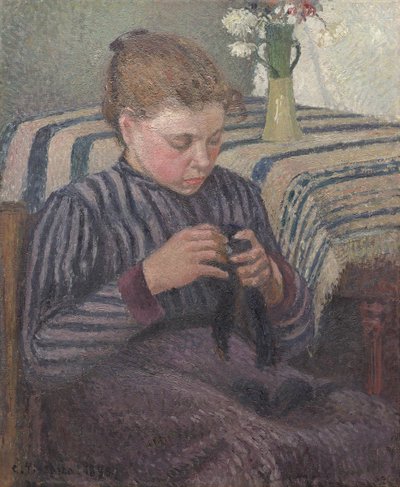 Frau beim Flicken von Camille Pissarro