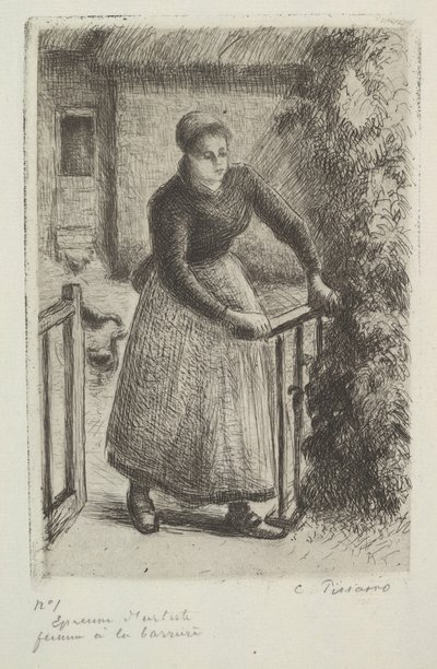 Frau am Tor, 1889 von Camille Jacob Pissarro