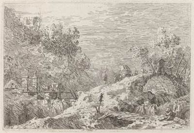 Berglandschaft mit fünf Brücken von Canaletto