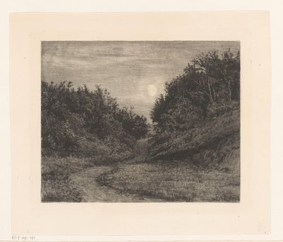 Waldweg bei Mondlicht von Carl Bloch