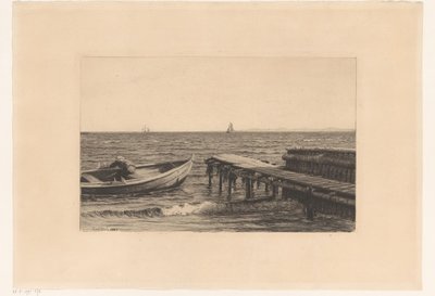 Ruderboot am Steg von Carl Bloch