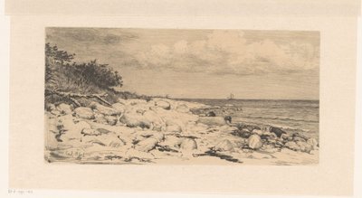 Strand mit Kieseln, am Meer von Carl Bloch