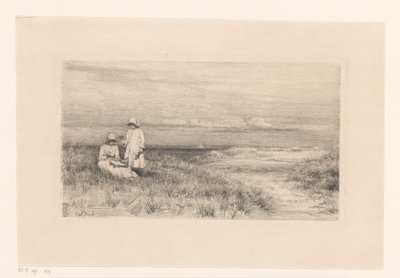 Frau und Mädchen in den Dünen von Carl Bloch