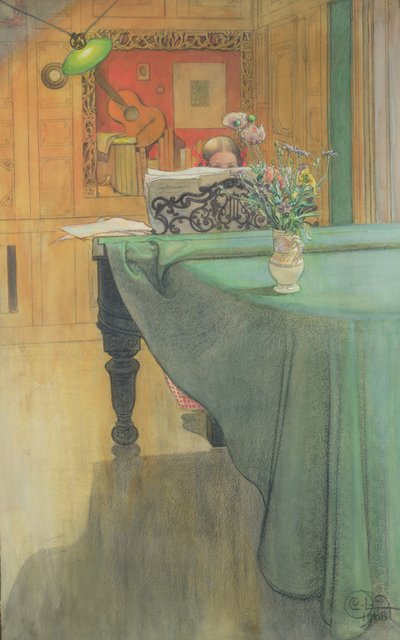 Brita am Klavier, 1908 von Carl Larsson