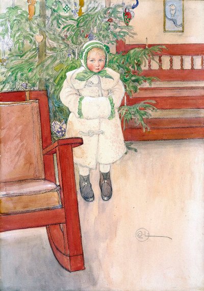 Mädchen und Schaukelstuhl, 1907 von Carl Larsson