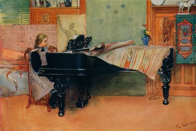Suzanne am Klavier, um 1900 von Carl Larsson