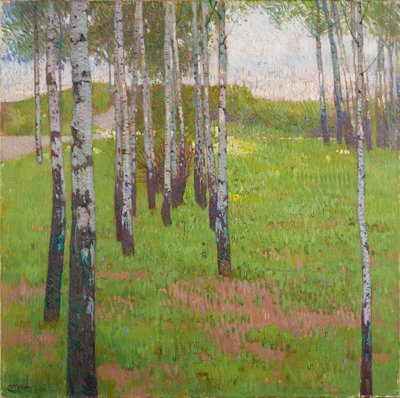 Birkenwäldchen im Abendlicht von Carl Moll