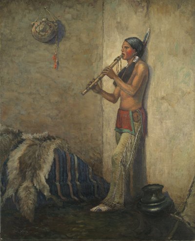 Indianer mit Flöte von Carl Moon