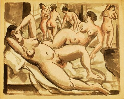 Gruppe von sechs weiblichen Akten von Carl Newman
