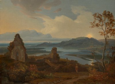 Flusslandschaft mit Kirchenruine von Carl Rottmann