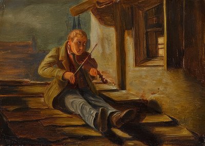 Der gehörnte Dachgeiger von Carl Spitzweg