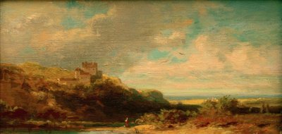 Landschaft mit Flusstal und Burg von Carl Spitzweg