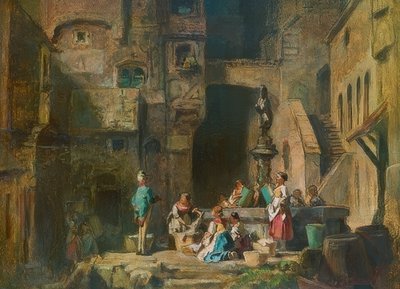 Wäscherinnen am Brunnen von Carl Spitzweg