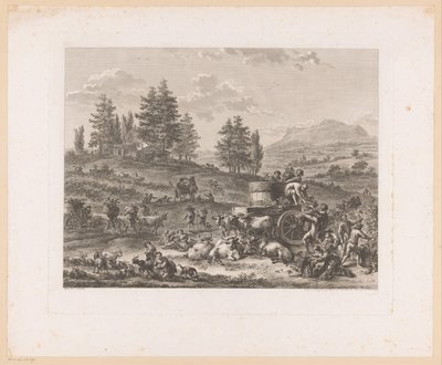Weinlese in einer Landschaft von Carl Wilhelm Weisbrod