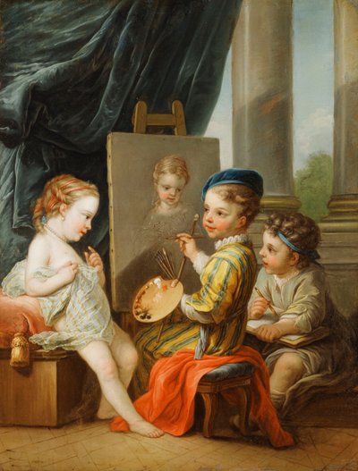 Die vier Künste - Malerei von Carle van Loo