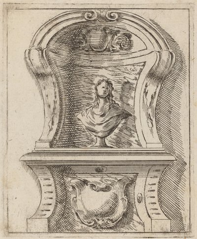 Architektonisches Motiv mit einer Büste von Carlo Antonio Buffagnotti