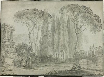 Trauernde auf einem Friedhof von Carlo Labruzzi