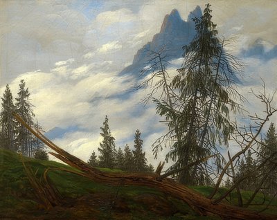 Berggipfel mit ziehenden Wolken. Um 1835 von Caspar David Friedrich