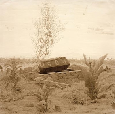 Sarg auf einem frischen Grab von Caspar David Friedrich