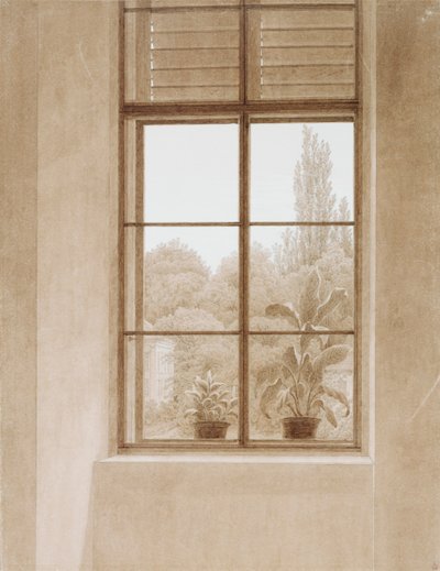 Fenster mit Blick auf den Park, 1810-1811 von Caspar David Friedrich