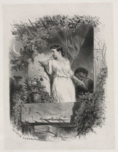 Auf dem Balkon von Celestin Francois Nanteuil