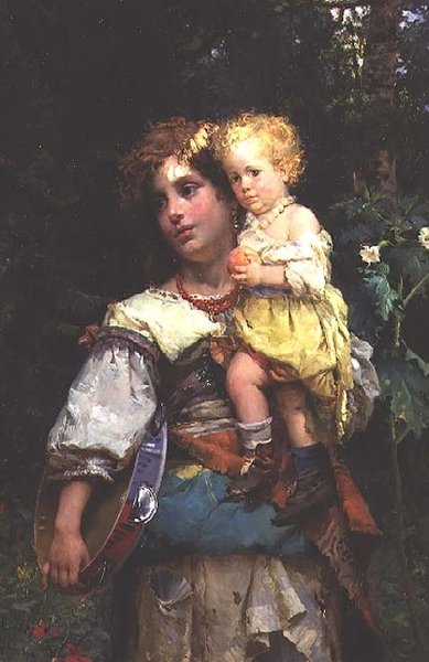 Frau und Kind von Cesare Auguste Detti