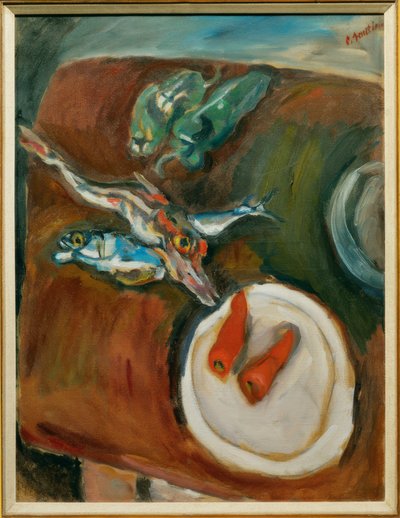Stilleben mit Fischen, Pfefferschoten und Karotten von Chaim Soutine