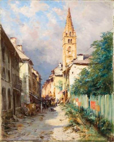 Straße in Barcelonette von Charles Alexandre Bertier
