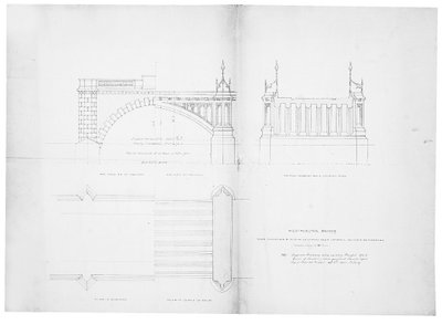 Entwurf und Erhebung für die Westminster Bridge von Charles Barry