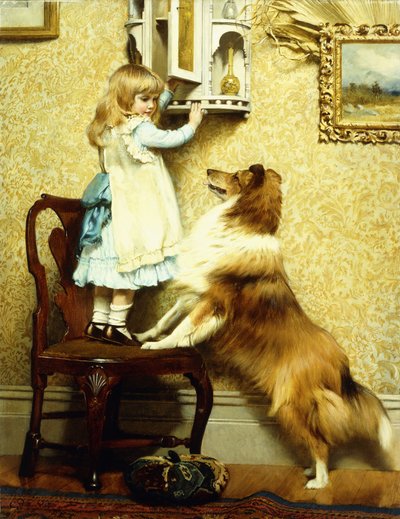 Kleines Mädchen und ihr Sheltie, 1892 von Charles Burton Barber