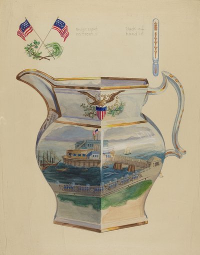 Glasierter Steingutkrug von Charles Caseau