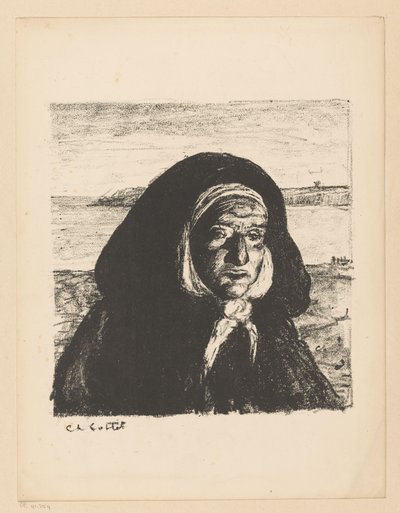 Bretonische alte Frau mit Haube von Charles Cottet