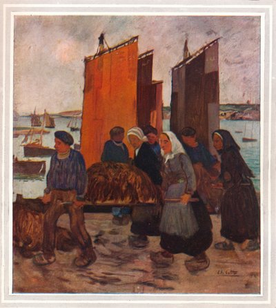 Pecheurs Bretons Debarqunt Du Goemon, um 1903 von Charles Cottet