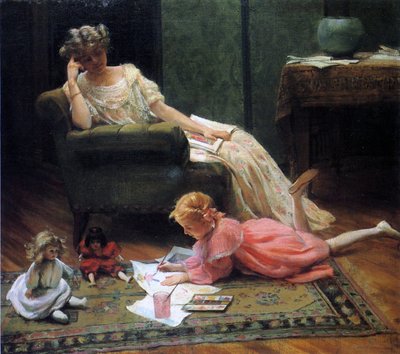 Das Kind beim Spielen beobachten, 1909 von Charles Courtney Curran
