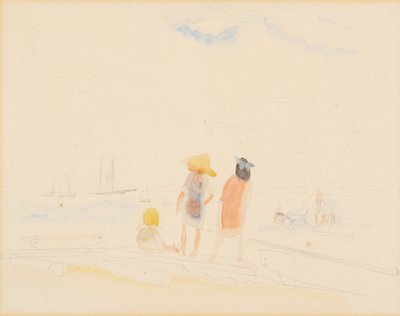 Zwei Frauen und Kind am Strand von Charles Demuth