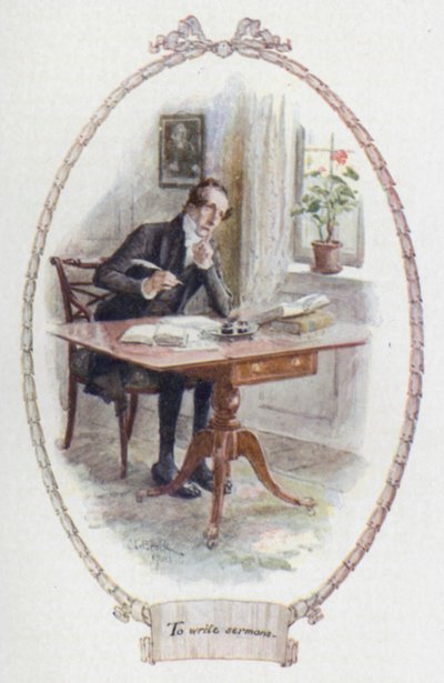 Predigten schreiben (Farblithografie) von Charles Edmund Brock