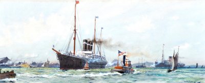 Dampfschiff und Schlepper von Charles Edward Dixon