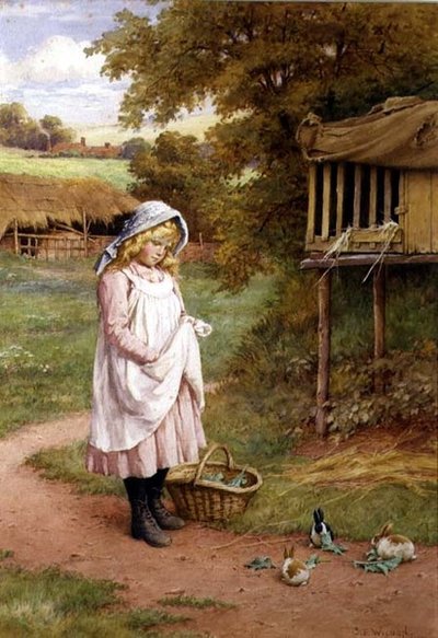 Die Kaninchen füttern von Charles Edward Wilson