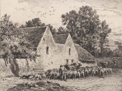 Ein Bauernhof, 1864 von Charles Emile Jacque