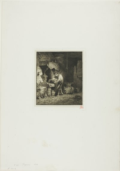 Schmied nach links gewandt von Charles Emile Jacque