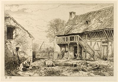 Hof eines Bauernhauses von Charles Emile Jacque