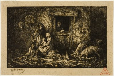 Türöffnung eines Bauernhauses von Charles Emile Jacque