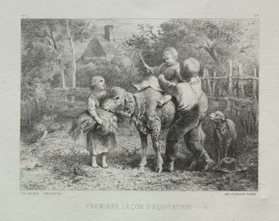 Erste Reitstunde von Charles Emile Jacque