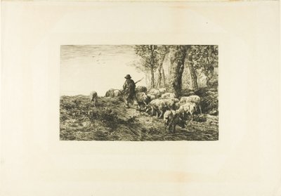 Schweineherde mit Schweinehirte von Charles Emile Jacque
