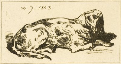 Liegender Hund von Charles Emile Jacque