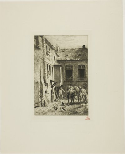 Pariser Innenhof von Charles Emile Jacque