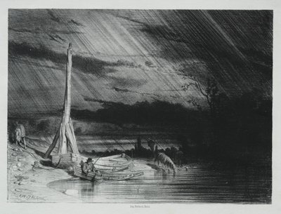 Der Fischer, Regenwetter, 1847 von Charles Emile Jacque