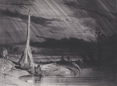 Der Fischer, Regenwetter, ca. 1853 von Charles Emile Jacque