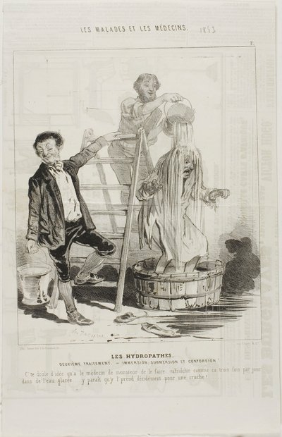 Die Hydropathen: Zweite Behandlung (Platte 2) von Charles Emile Jacque