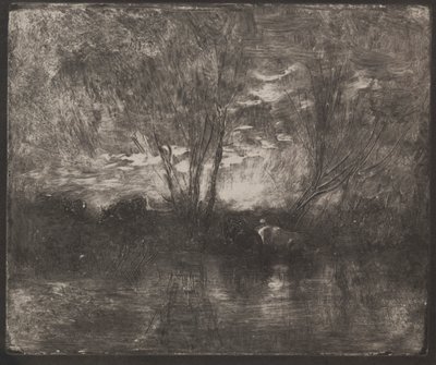 Kühe an einer Tränke von Charles Francois Daubigny